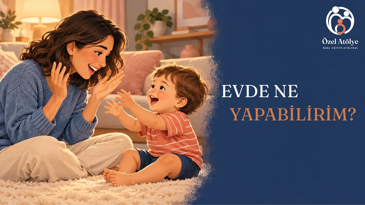 Anne ellerini yüzünden indirip cee diyor, iki yaşındaki oğlu kahkahayla ona uzanıyor. Yanında: Evde ne yapabilirim?